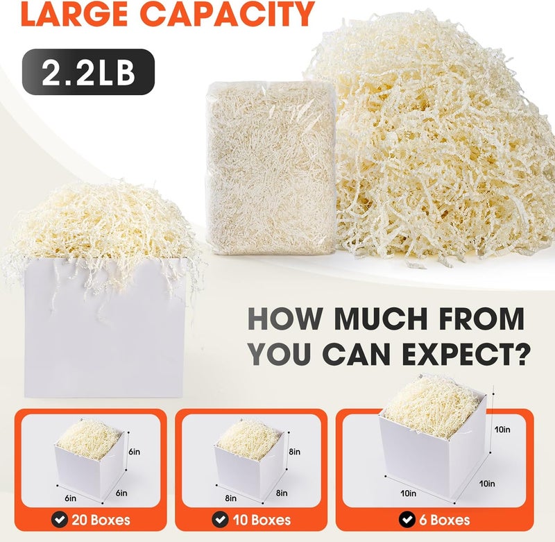 AODESTINY 2.2LBS Crinkle Cut Paper Shred Filler, Beige Shredded Paper for Gift Bag Box Basket, Packing Grass Cushion Crinkle Shred Filler for Christmas Wedding Birthday Bridesmaid Engagement - Image 2